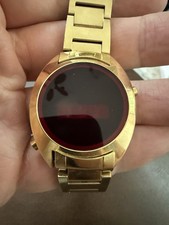 Vintage 70's Hughes Aircraft Gold tone red LED watch Untested - Great Condition