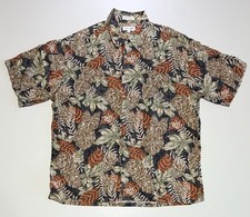 Pierre Cardin Hawaiian Shirt Men's XL 100 Rayon Leaf Print Made In Korea