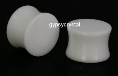 Genuine White Howlite Stone Solid Saddle Plug Ear Plug - Available in Low and Giant Gauges 8g - 1