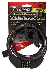 Trimax Black Combination Cable Lock 72" long  4010-0016