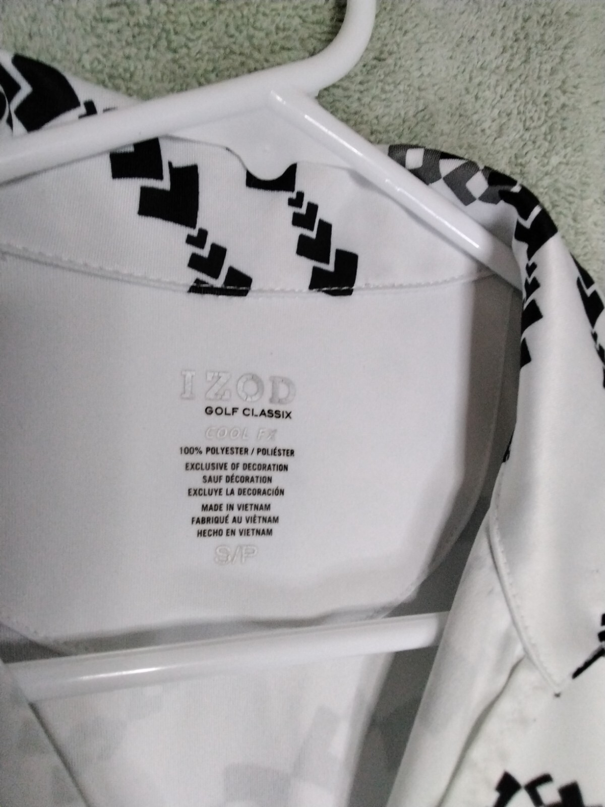 Izod Golf Classix Polo Shirt Cool FX Womens Size S White Geometric Sleeveless