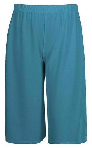 New Ladies Casual Wide Leg Plain Culottes 3/4 Length Shorts Trousers Pants - Picture 18 of 25