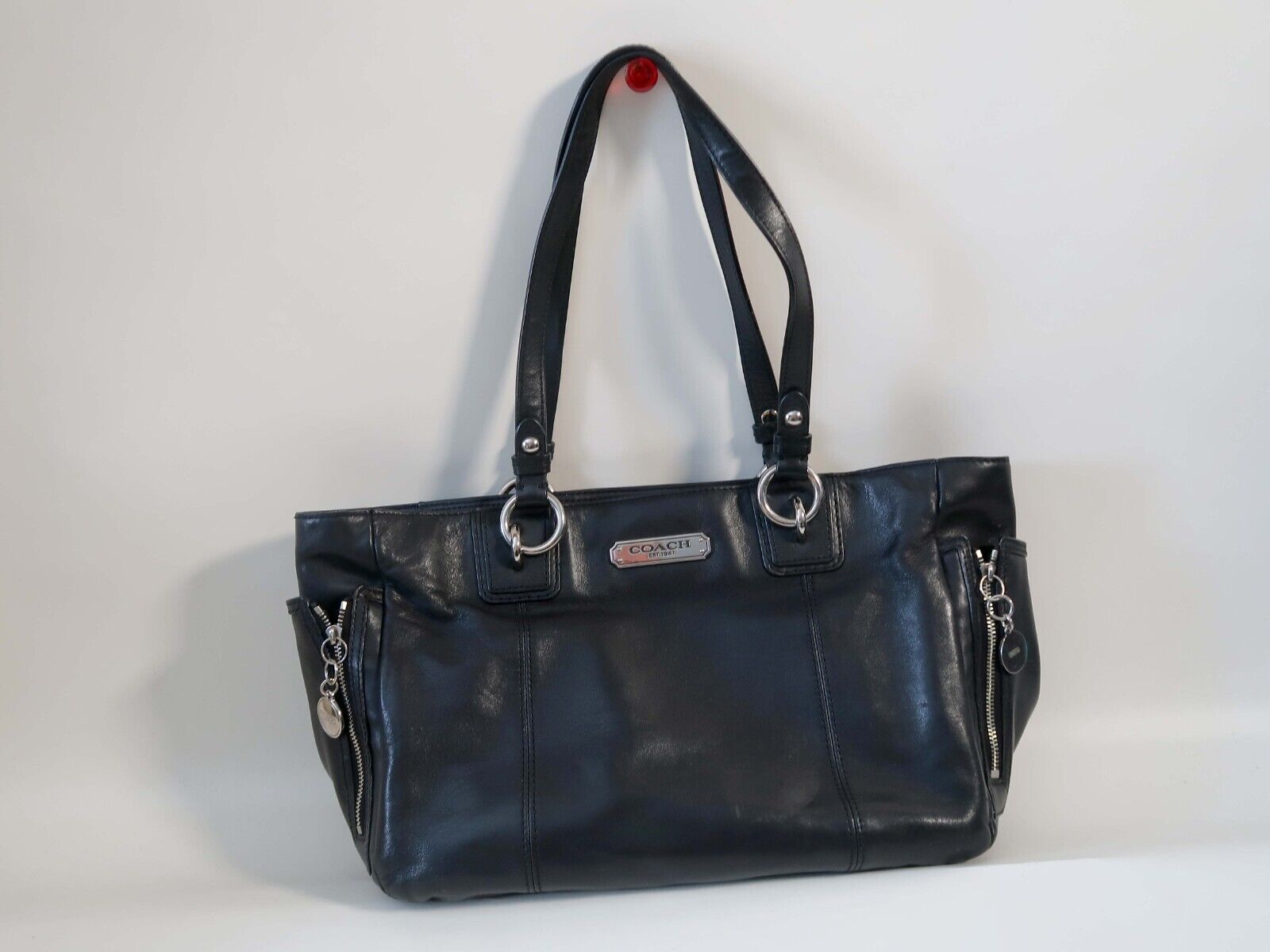 COACH Gallery Zip Tote Black Leather Shoulder / T… - image 2