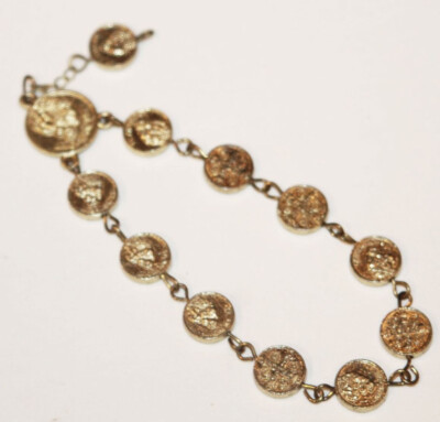Vintage MCM Catholic Bracelet Chaplet St Anthony Prayer Charms Medals Gold  Tone
