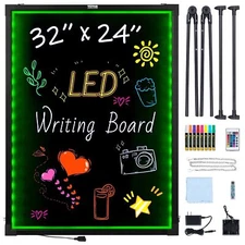 LED Message Writing Board, 32"x24" Illuminated Erasable Lighted Chalkboard, Neo