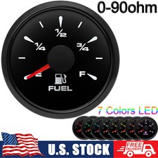 2 52mm Fuel Level Gauge 7 Colors Led 0-90ohms For Boat Car Truck Us Stock