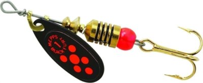 Mepps Black Fury In-Line Spinner 1/8 Oz Treble Hook Blk w/Fluor Red Dot BF1 FL