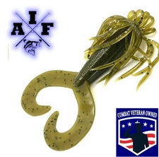 10ct 4” Hula Grub Green Pumpkin Double Tail Skirted  fishing/  Fishing