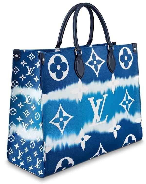 Louis Vuitton Escale Onthego GM Tote Bag M45120 Blue Hand Purse Scarf Auth  New