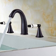 Oil Rubbed Bronze Widespread Bathroom Sink Faucet 3 Holes 2 Handles Mixer Tap