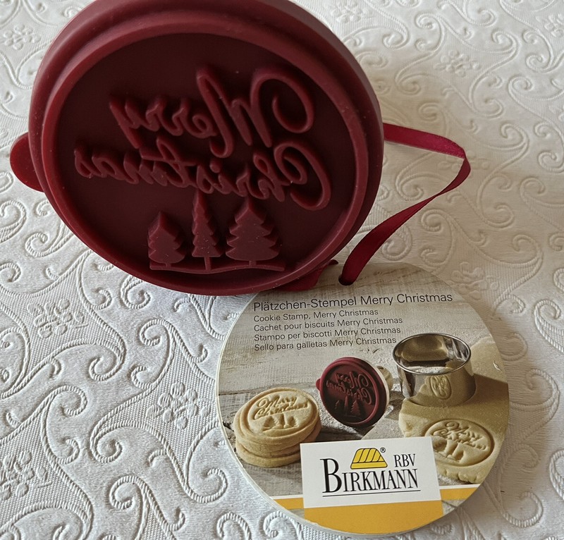 BIRKMANN Merry Christmas Wood Silicone Cookie Stamp NWT Germany