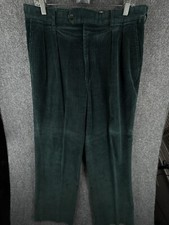 VTG LL Bean Corduroy Pants USA Made Green Soft R-239 Cotton Blend ACTL 34x29
