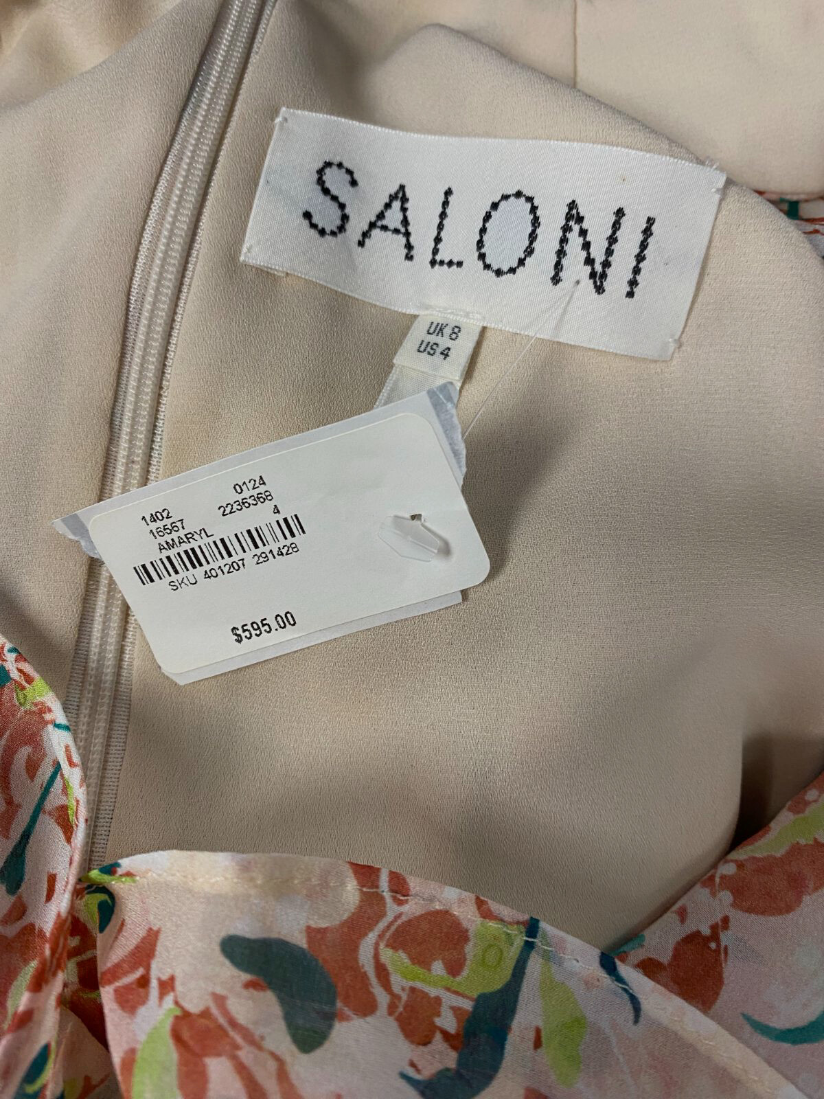 $595 Saloni Women's Pink Rita Sleeveless Midi Dress Size UK 8 / US 4 image 4