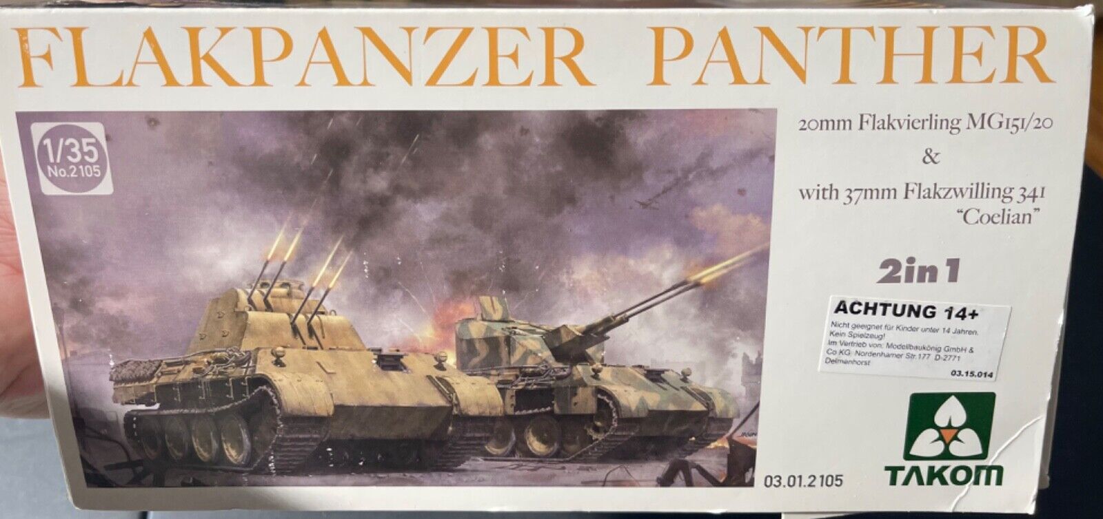 Takom Flakpanzer Panther 20mm Flakvierling & 37mm Coelian 1/35 2105 NIB  Model