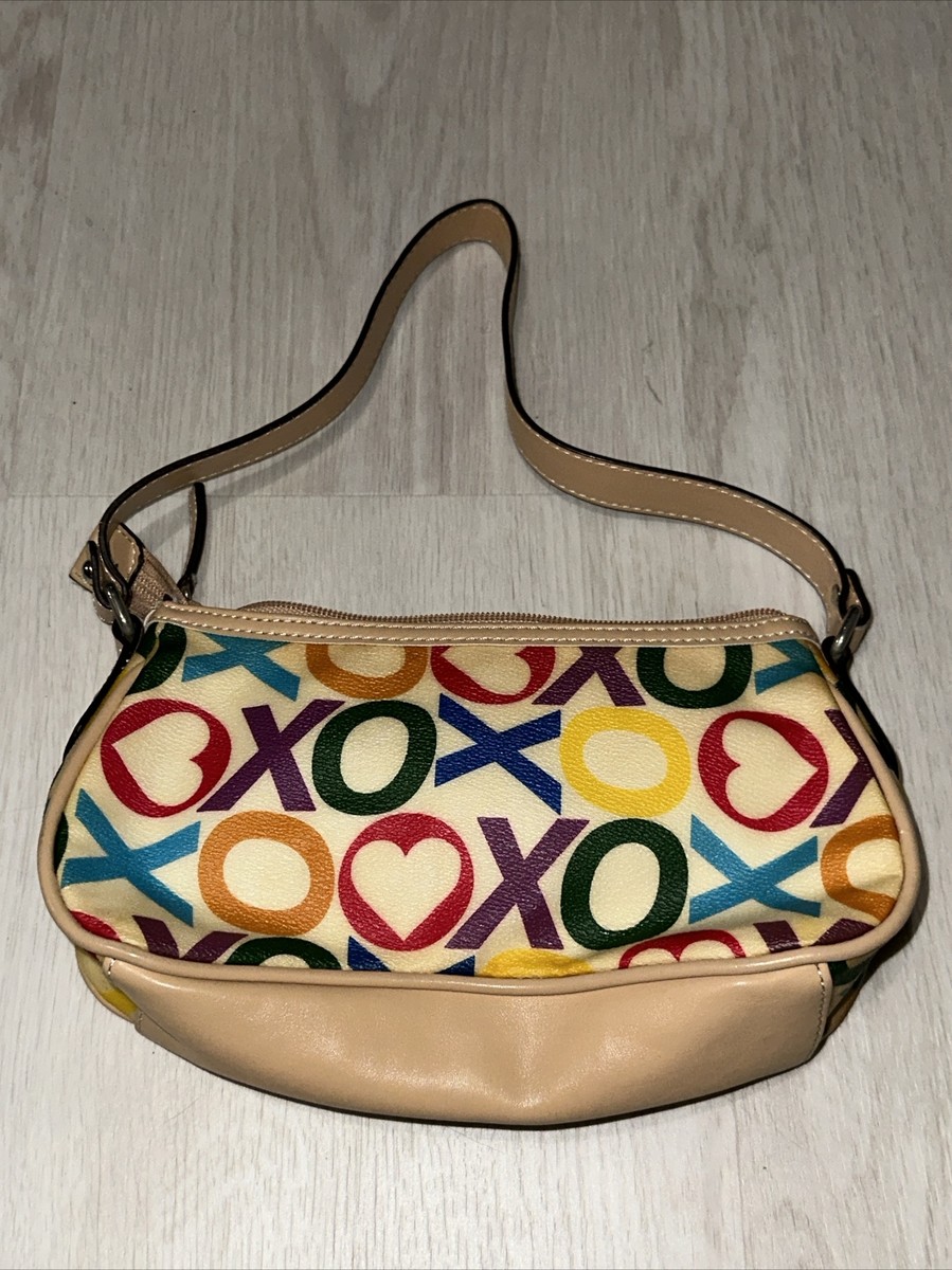 Vintage Y2K 2000s XOXO Mini Shoulder Bag Beige Multicolor Logo