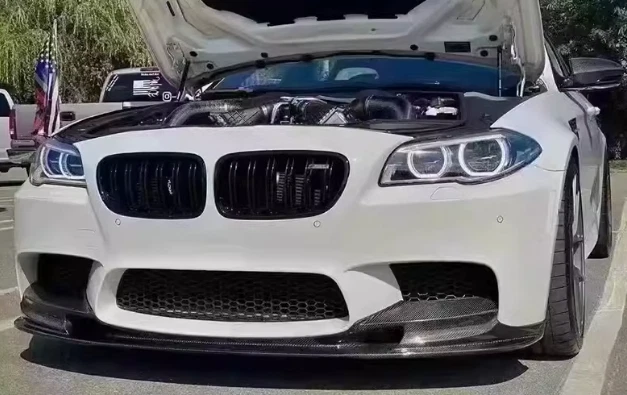 Alerón labial parachoques delantero de fibra de carbono estilo 3D para BMW serie 5 F10 M5 2012-2016 Foto 4 de 4