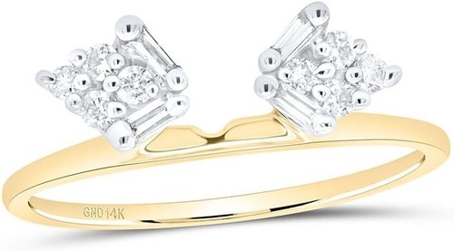 14K Yellow Gold Womens Diamond Ring Guard Wrap Solitaire Enhancer 1/4 Ct - 第 1/1 張圖片