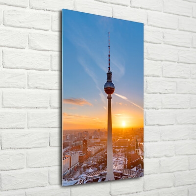 Wand-Bild Kunstdruck aus Acryl-Glas Hochformat 70x140 Fernsehturm Berlin