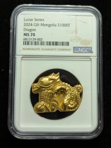 2024 CIT Dragon MS70 NGC Mongolia Lunar Series 1oz .999 Silver Gilded W/24K #038