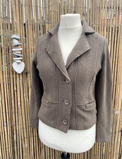 Marc O'polo Luxury Oatmeal Merino Wool Short Raw Edge Lagenlook Jacket Uk Small