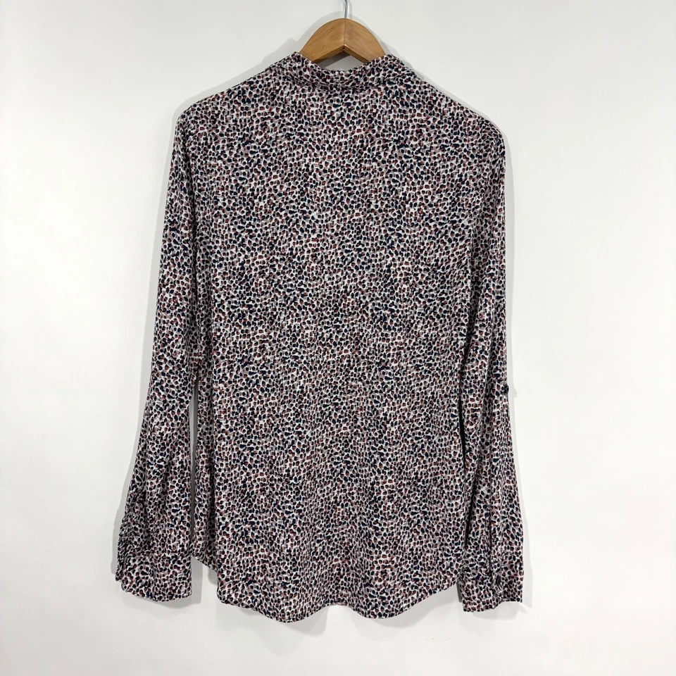 Espléndida Blusa Para Mujer Talla Mediana Azul Marrón Multi Lunares Estampado Animal Foto 2 de 4