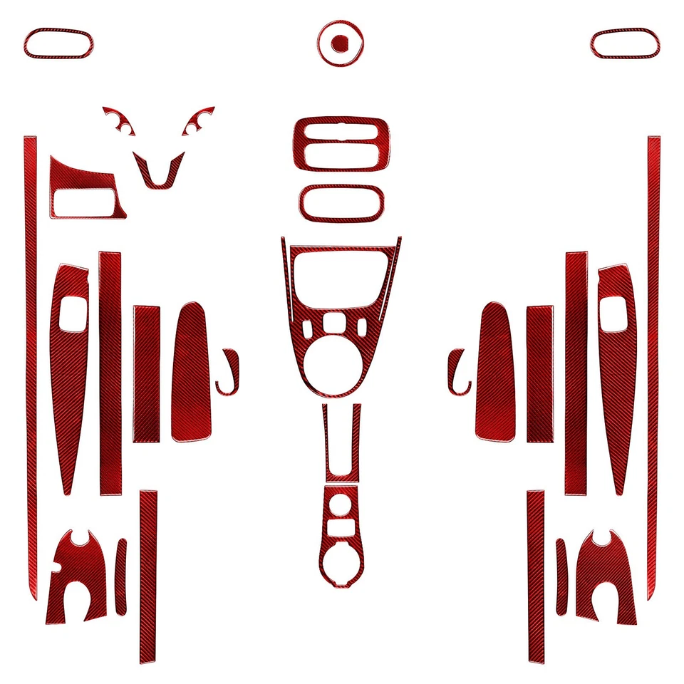 36Pcs Red Carbon Fiber Full Interior Trim Dash Kits For Smart Fortwo 453 2016-22 — 第 2/4 张图片