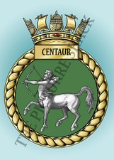 HMS CENTAUR CREST ON A METAL SIGN 5 x 7 INCHES FITS STANDARD PHOTO FRAME.