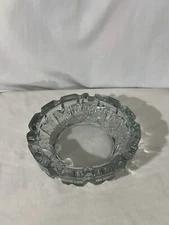 VTG Cut Glass Ashtray Crystal Heavy Clear Cigar Cigarette Round 7 Inch