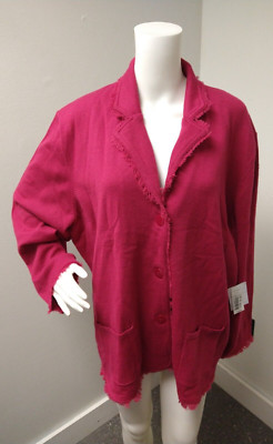 NWT Judith Hart Fringe Cardigan Pockets Plus 3X Red Casual Spring Jacket READ