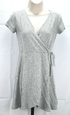 Forever 21 Gray Short Sleeve Wrap Dress Size M RN#94981 Rayon Polyester Spandex