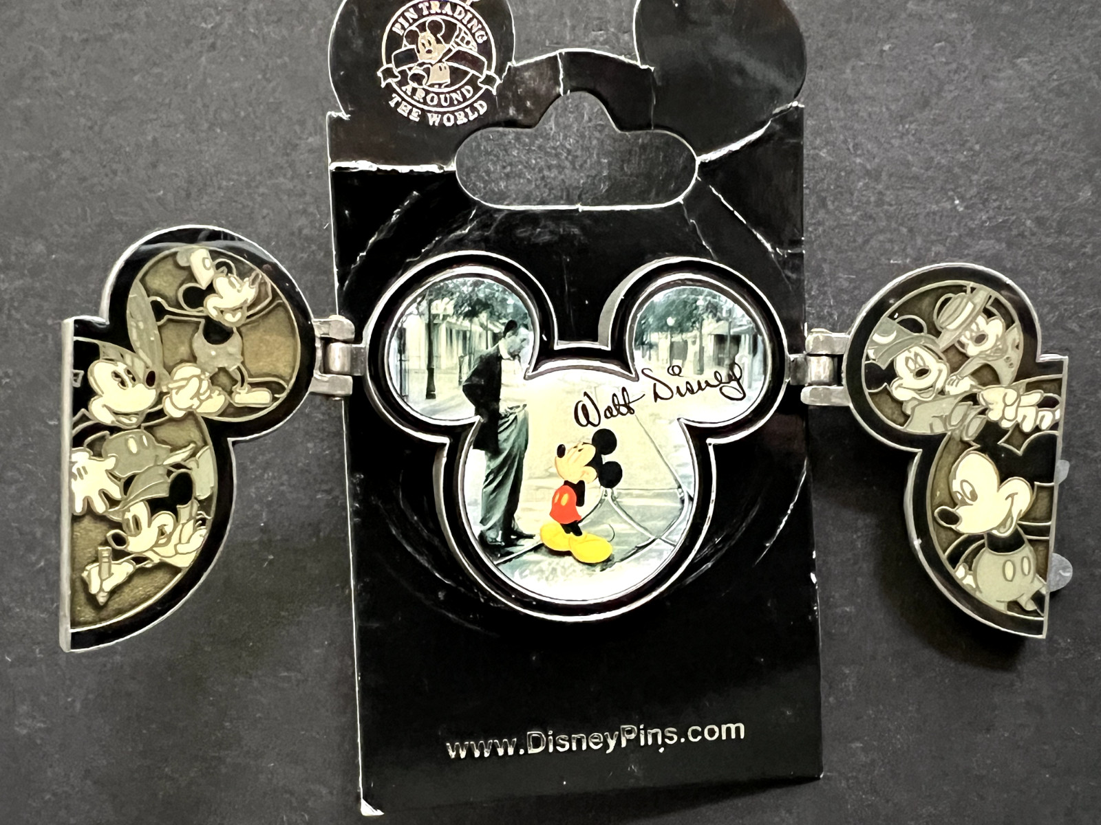 It Was All Started With Walt Disney & Mickey WHITE Text Hinged Disney Pin 107962