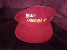 Vintage Mobil Oil Gas DIESEL  RED Courdaroy Snapback Cap, Embroidered Lettering
