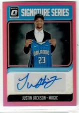 JUSTIN JACKSON 2018 19 Donruss Optic SIGNATURE SERIES PINK PRIZM AUTO #16/25 RC
