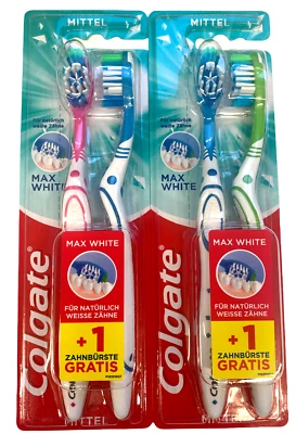 4x Colgate Max White Medium Zahnbürste Toothbrush 2x Doppelpack (4 Stk.)