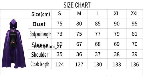 Women Teen Titans Raven Cosplay Costume Bodysuit Cloak Halloween Costume Party@@ - Picture 9 of 9