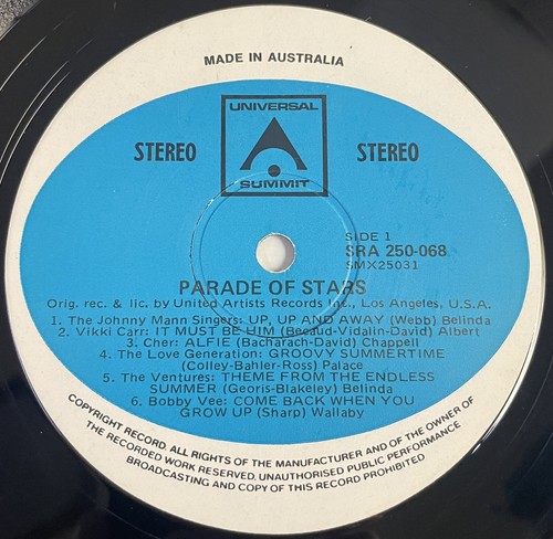 Parade Of Stars Vinyl Record Various Artists 12” 33 RPM SRA 250-068 Summit 1970s - Picture 20 of 24