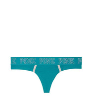 Victoria's Secret PINK Logo Thong Panty Teal Lurex