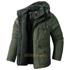 Men's Warm Winter Parka Fleece Coat Thick Padded Hooded Outdoor Casual Jacket