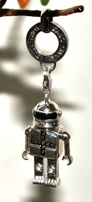 Rare Thomas Sabo Stg Silver Enamelled Reticulated Lge Robot Cross Pendant Charm