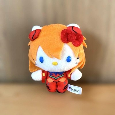 Evangelion × Hello Kitty 2014 Asuka Mini Plush Doll Anime Sanrio Orange Japan