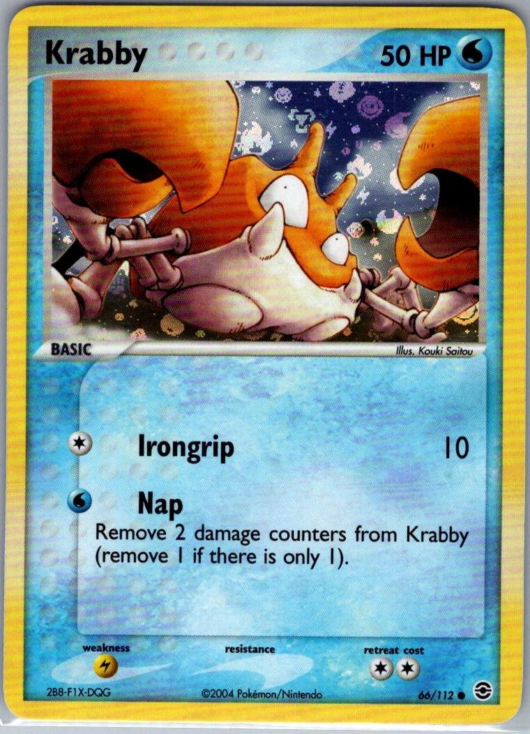 Krabby 66/112 Reverse Holo FireRed & LeafGreen - Pokemon Card - NM