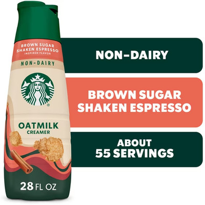 Starbucks Brown Sugar Shaken Espresso Non-Dairy Oatmilk Coffee Creamer, 28 fl oz