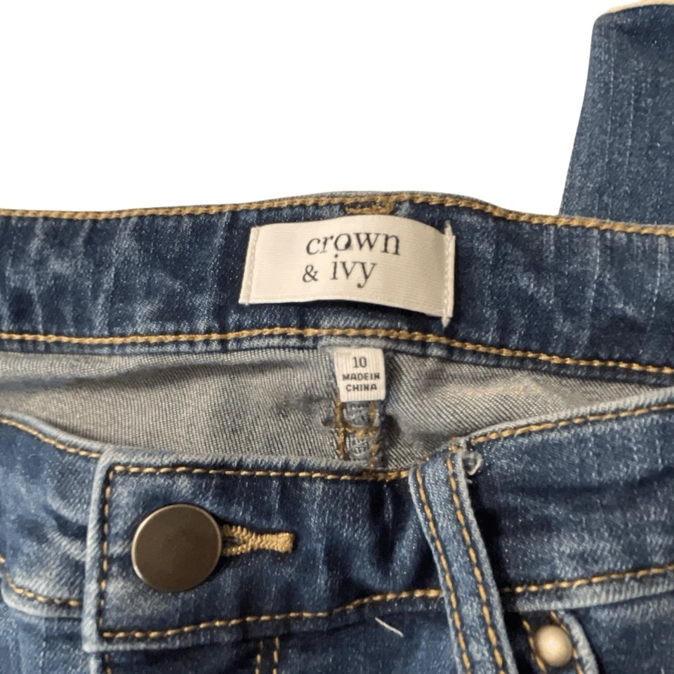 Pantalones de mezclilla para mujer Crown & Ivy bordados con puños Foto 2 de 4