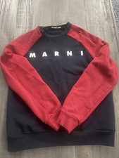 Marni kids Navy Red Logo Crew Neck Cotton Sweatshirt Size 12