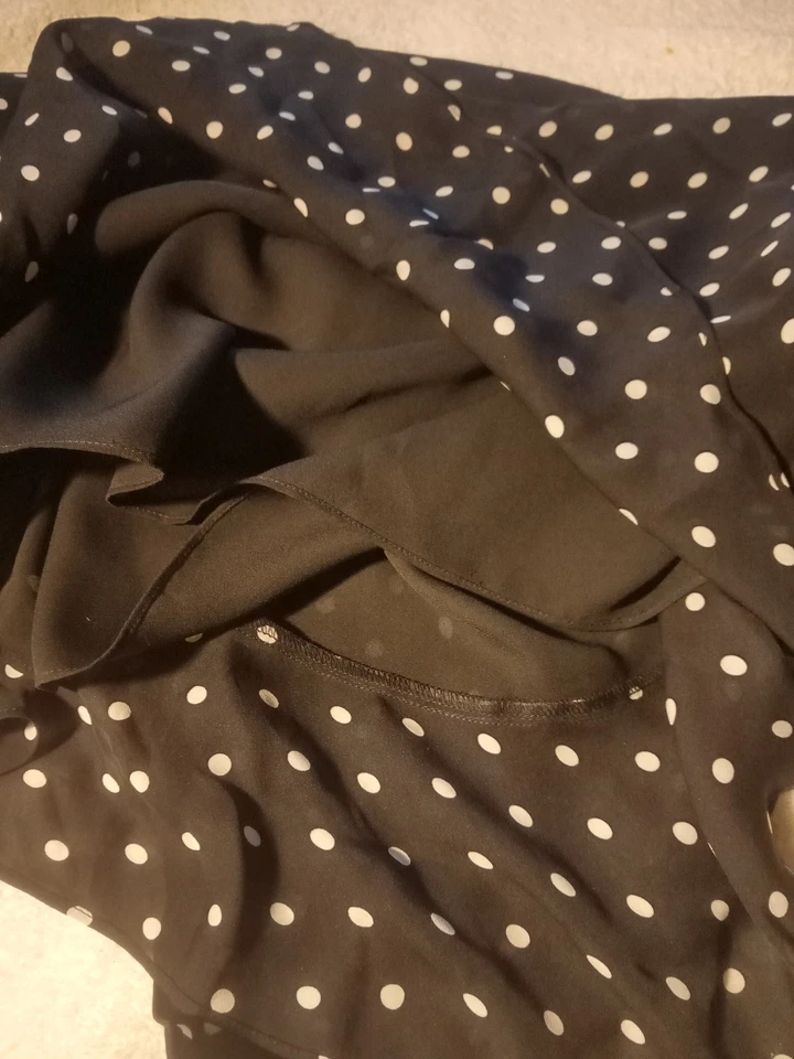 Vintage 100% Silk Black And White Polka Dot By Jones New York Size 16 - Image 4 of 4