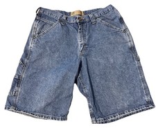 Vintage Lee Dungarees Shorts Mens 36 Blue Denim Carpenter Baggy Workwear Y2K