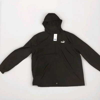 NEW Puma Ripstop Woven BLACK Hooded Windbreaker Running Jacket Sz XL MSRP $60