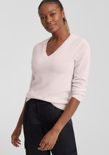 Charter Club women's 100 Cashmere V-Neck Sweater - Medium - Delicacy Pink
