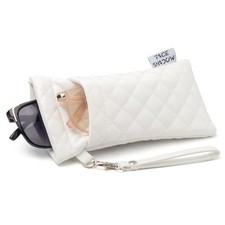 Face Shadow Double Glasses Case Soft Eyeglass For Women Medium, Pu White