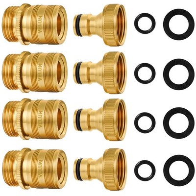 Garden Hose Quick Connect Solid Brass 3/4 inch GHT External Thread Easy Conne...